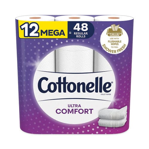 Cottonelle Ultra Comfortcare Toilet Paper Soft Tissue Mega Rolls Septic Safe 2-ply White 284/roll 12 Rolls/pack 48 Rolls/carton - Janitorial