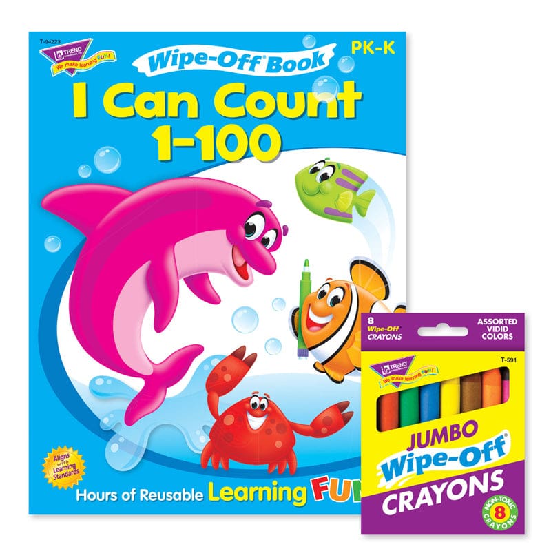 Count To 100 Reusable Book & Crayns (Pack of 6) - Art Activity Books - Trend Enterprises Inc.