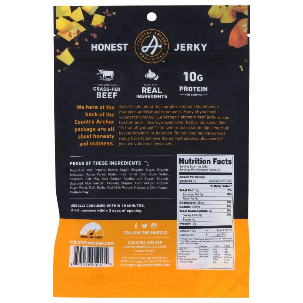 COUNTRY ARCHER Country Archer Jerky Beef Mango Habanero, 2.5 Oz