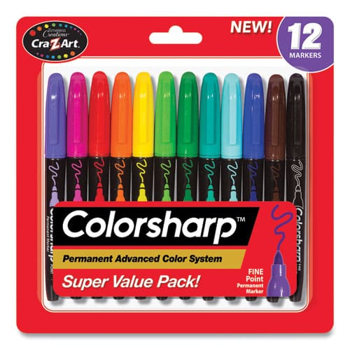 Cra-Z-Art Colorsharp Permanent Markers Fine Bullet Tip Assorted Colors 12/set - School Supplies - Cra-Z-Art®