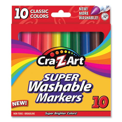 Cra-Z-Art Super Washable Markers Broad Bullet Tip Assorted Colors 10/set - School Supplies - Cra-Z-Art®