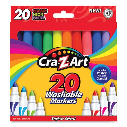 Cra-Z-Art Washable Markers Broad Bullet Tip Assorted Classic/neon/pastel Colors 20/set - School Supplies - Cra-Z-Art®