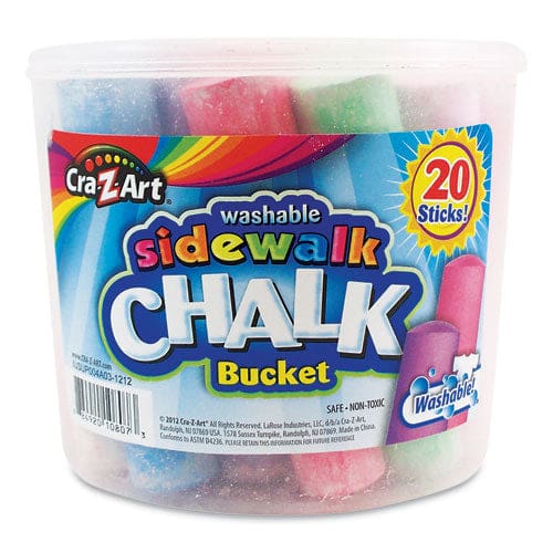 Cra-Z-Art Washable Sidewalk Jumbo Chalk In Storage Bucket With Lid And Handle 12.63 20 Assorted Colors - School Supplies - Cra-Z-Art®