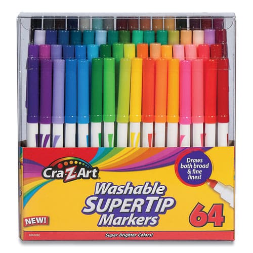 Cra-Z-Art Washable Supertip Markers Fine/broad Bullet Tips Assorted Colors 64/set - School Supplies - Cra-Z-Art®