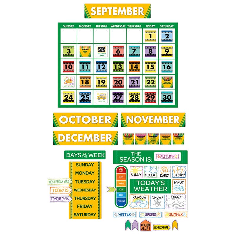Crayola Calendar Bulletin Board Set (Pack of 2) - Calendars - Eureka