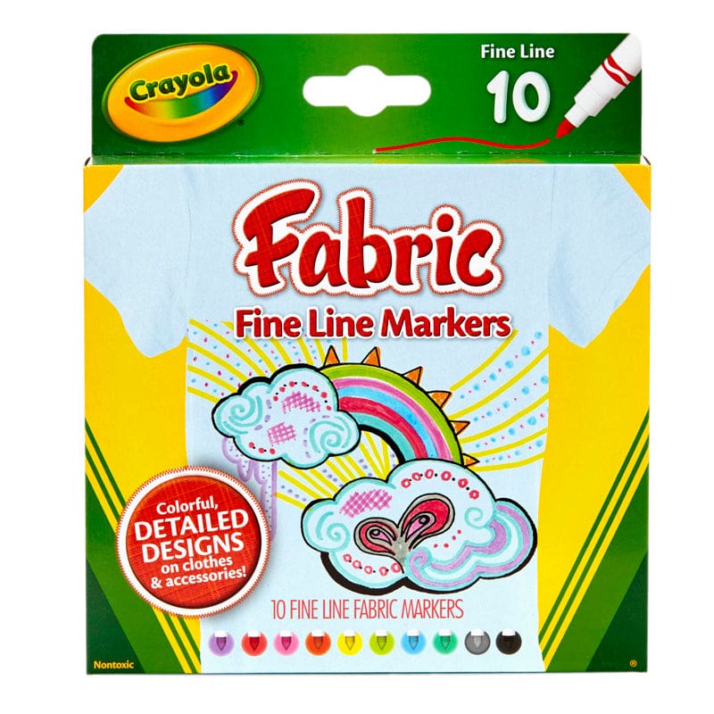 Crayola Fine Line Fabric Markers 10 Colors (Pack of 8) - Markers - Crayola LLC