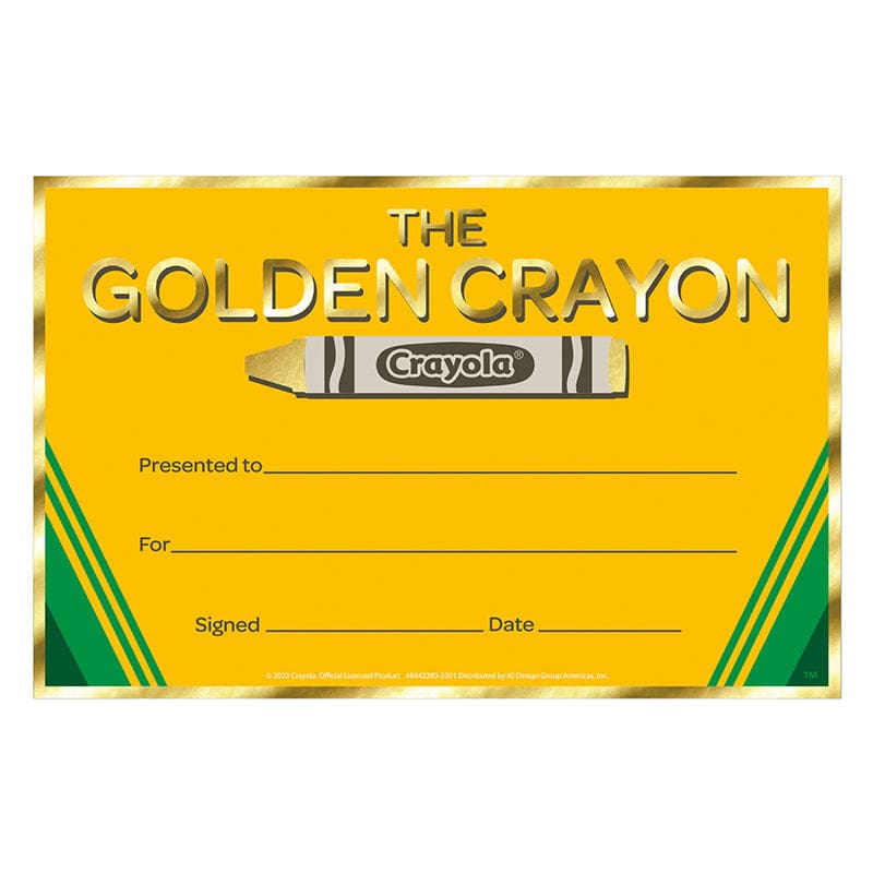 Crayola Gold Crayon Award Recognition (Pack of 10) - Awards - Eureka
