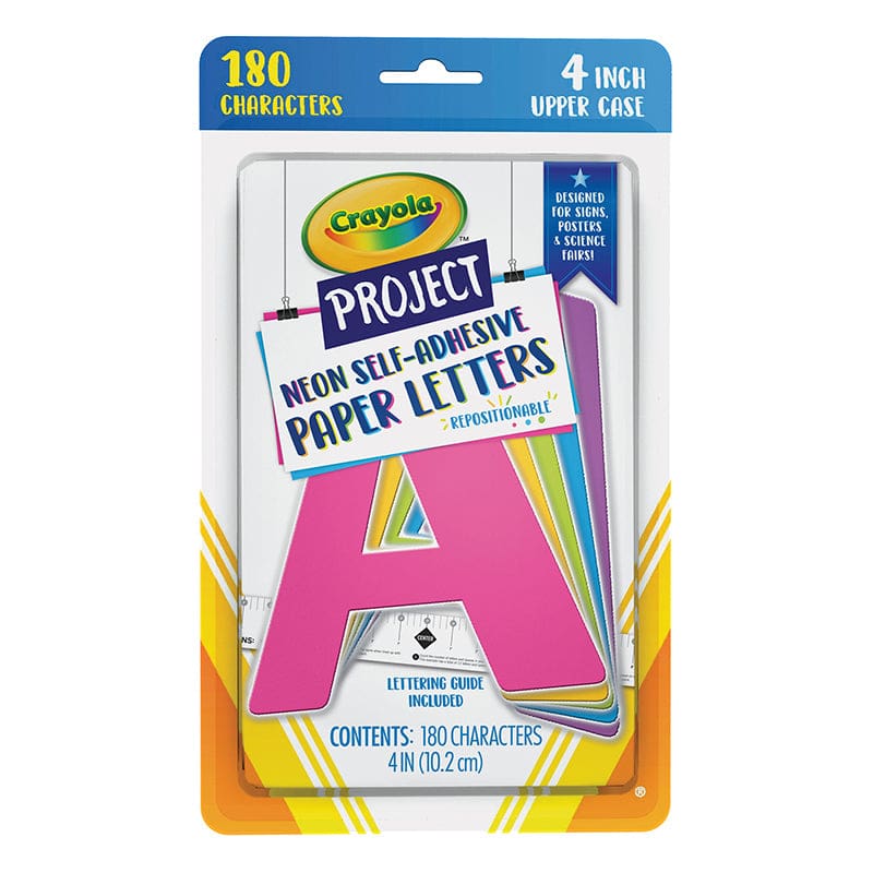Crayola Letter 4In Asst Neon 180Ct Self-Adhesive (Pack of 8) - Letters - Dixon Ticonderoga Co - Pacon