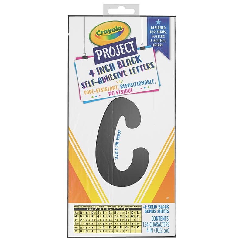 Crayola Letter 4In Up/Low Blk 154Ct Self-Adhesive (Pack of 6) - Letters - Dixon Ticonderoga Co - Pacon