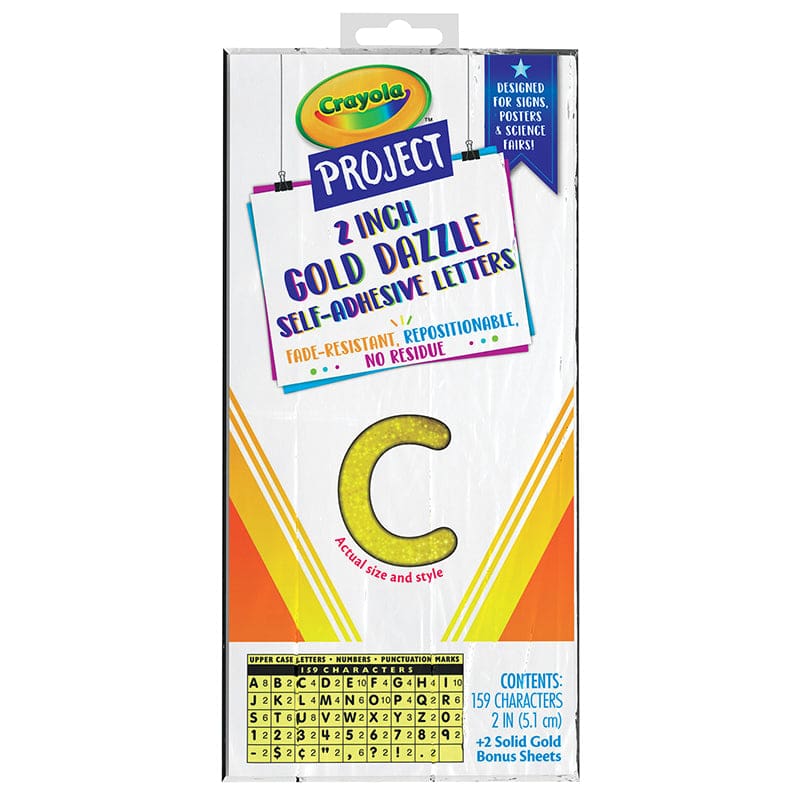 Crayola Letters 2In Gold 159Ct Self-Adhesive Dazzle (Pack of 6) - Letters - Dixon Ticonderoga Co - Pacon