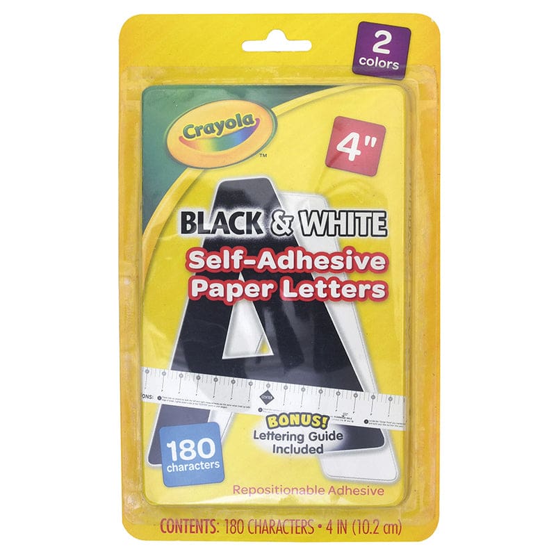 Crayola Letters 4In Blk/Wht 180Ct Self-Adhesive (Pack of 8) - Letters - Dixon Ticonderoga Co - Pacon