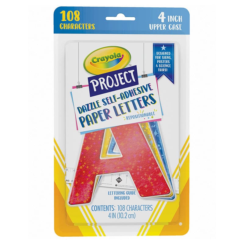 Crayola Letters 4In Dazzle 108Ct Self-Adhesive (Pack of 8) - Letters - Dixon Ticonderoga Co - Pacon