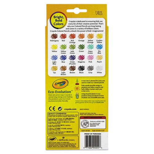 Crayola Long-length Colored Pencil Set 3.3 Mm 2b (#1) Assorted Lead/barrel Colors 24/pack - School Supplies - Crayola®