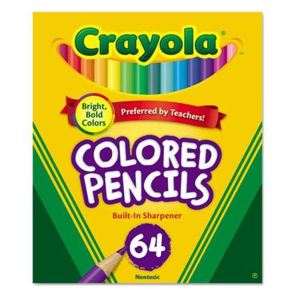 Crayola Short Colored Pencils Hinged Top Box With Sharpener 3.3 Mm 2b (#1) Assorted Lead/barrel Colors 64/pack - School Supplies - Crayola®