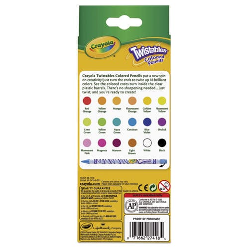 Crayola Twistables Colored Pencils 2 Mm 2b (#1) Assorted Lead/barrel Colors 18/pack - School Supplies - Crayola®