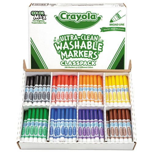 Crayola Ultra-clean Washable Marker Classpack Broad Bullet Tip 8 Assorted Colors 200/box - School Supplies - Crayola®