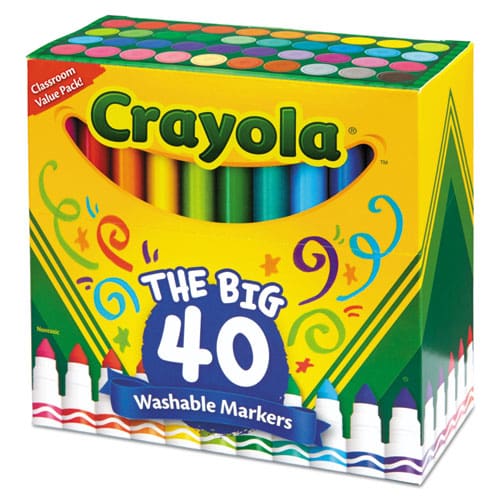 Crayola Ultra-clean Washable Markers Broad Bullet Tip Assorted Colors 40/set - School Supplies - Crayola®
