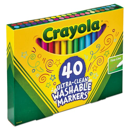 Crayola Ultra-clean Washable Markers Fine Bullet Tip Assorted Colors 40/set - School Supplies - Crayola®