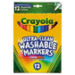 Crayola Ultra-clean Washable Markers Fine Bullet Tip Assorted Colors Dozen - School Supplies - Crayola®
