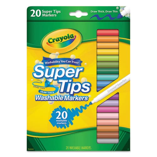 Crayola Washable Super Tips Markers Fine/broad Bullet Tips Assorted Colors 20/set - School Supplies - Crayola®
