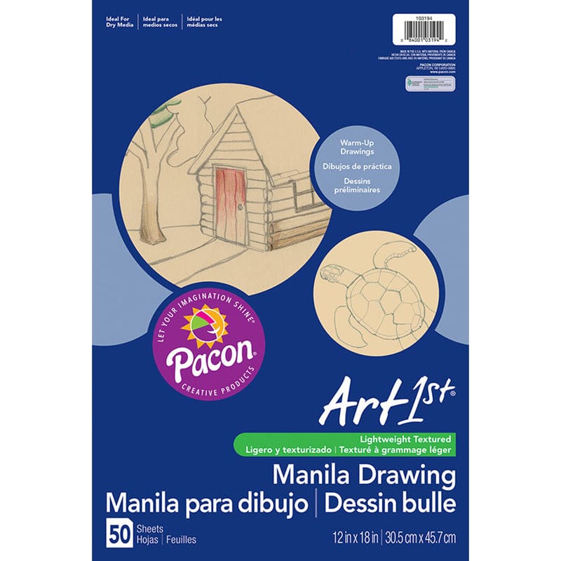 Cream Manila Drawing Paper 12 X 18 50Shts (Pack of 8) - Drawing Paper - Dixon Ticonderoga Co - Pacon