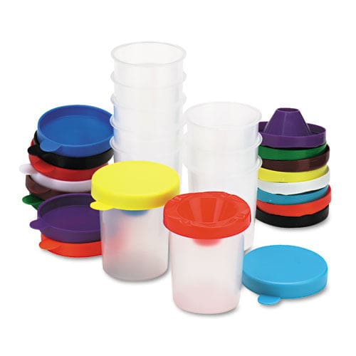 Creativity Street No-spill Paint Cups Assorted Color Lids/cear Cups 10/set - School Supplies - Creativity Street®