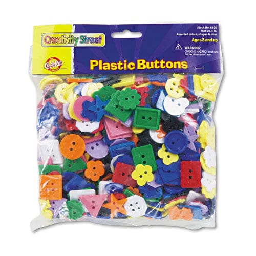 Creativity Street Plastic Button Assortment 1 Lb Assorted Colors/shapes/sizes - School Supplies - Creativity Street®