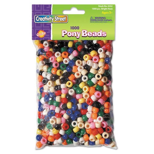 Creativity Street Pony Beads Plastic 6 Mm X 9 Mm Assorted Primary Colors 1,000/set - School Supplies - Creativity Street®