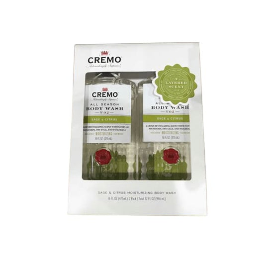 Cremo All Season Body Wash, Sage & Citrus, 16 Fl. Oz, 2 Pack - ShelHealth.Com
