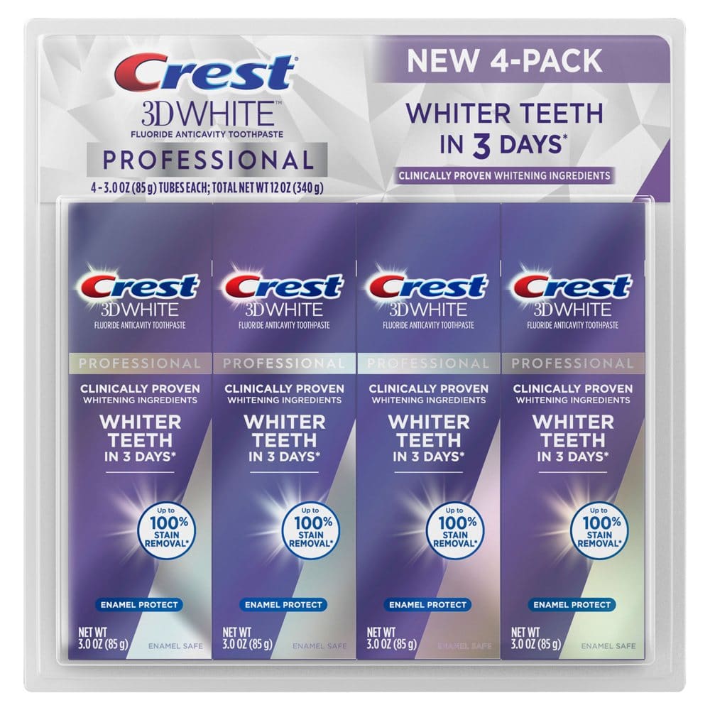 Crest 3D White Professional Enamel Protect Toothpaste (3 oz. 4 pk.) - Oral Care - Crest