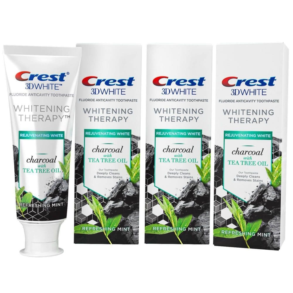 Crest Charcoal 3D White Toothpaste Whitening Therapy with Tea Tree Oil Refreshing Mint Flavor (4.1 oz. 3 pk.) - Oral Care - Crest