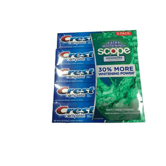 Crest Complete Extra Whitening + Scope Advanced Toothpaste 8.2oz , 5-pack - ShelHealth.Com