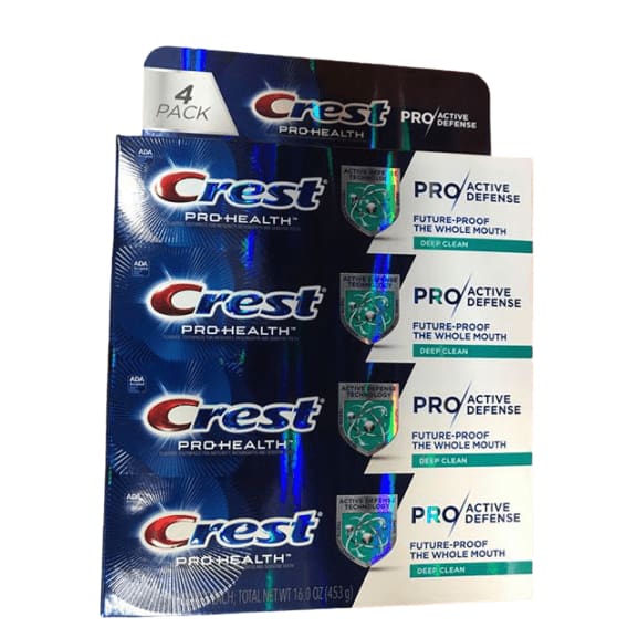 Crest Pro-Health Pro Active Defense Toothpaste, 4 x 4 oz. - ShelHealth.Com