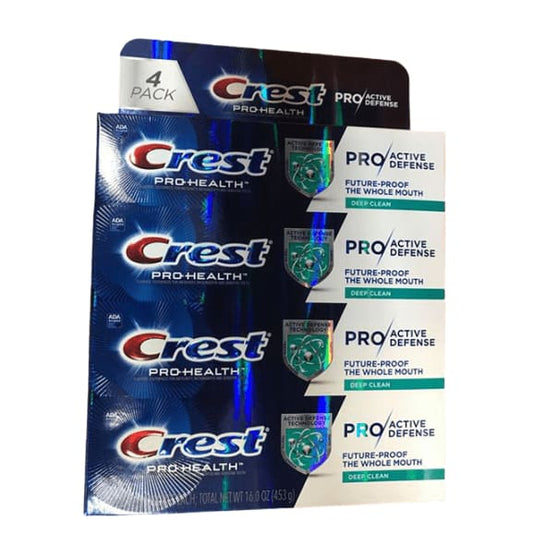 Crest Pro-Health Pro Active Defense Toothpaste, 4 x 4 oz. - ShelHealth.Com