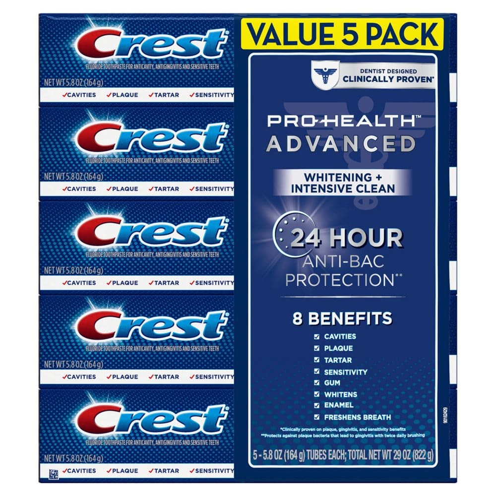 Crest Pro-Health Toothpaste Advanced White for Teeth Whitening (5.8 oz. 5 pk.) - Oral Care - Crest Pro-Health