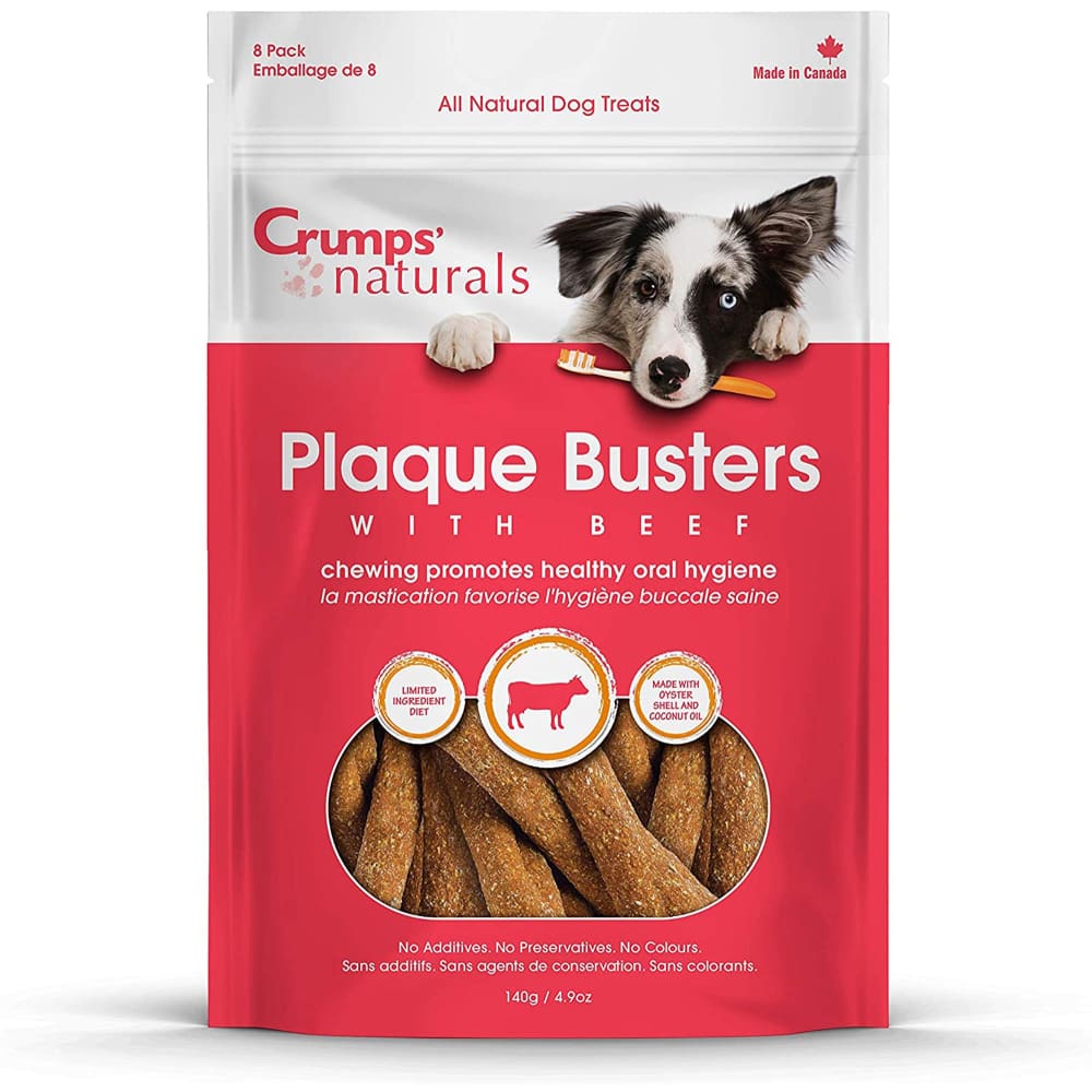 Crumps Natural Dog Plaque Buster Beef 7inch 8pk - Pet Supplies - Crumps Natural