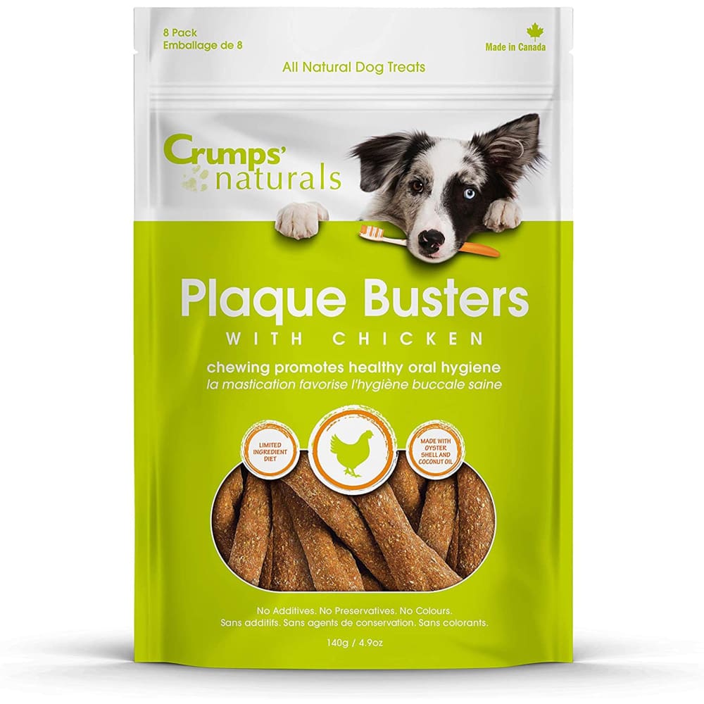 Crumps Natural Dog Plaque Buster Chicken 7inch 8pk - Pet Supplies - Crumps Natural