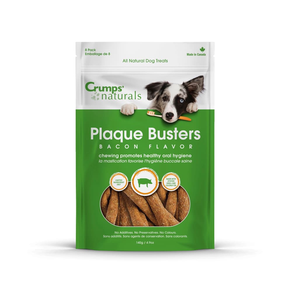 Crumps Natural Dog Treat Plaque Buster Bacon 7inch 8pk - Pet Supplies - Crumps Natural