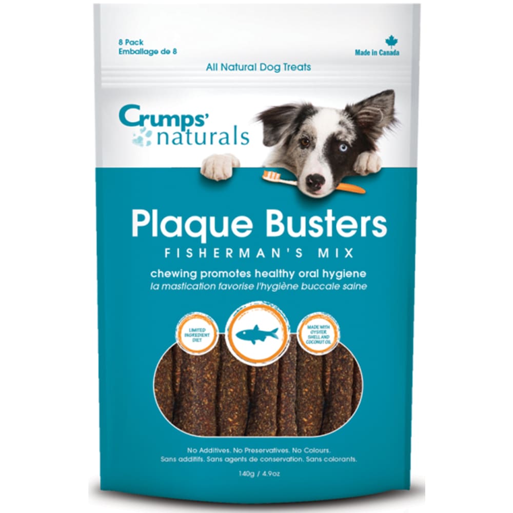 Crumps Natural Dog Treat Plaque Buster Fisherman 7inch 8pk - Pet Supplies - Crumps Natural