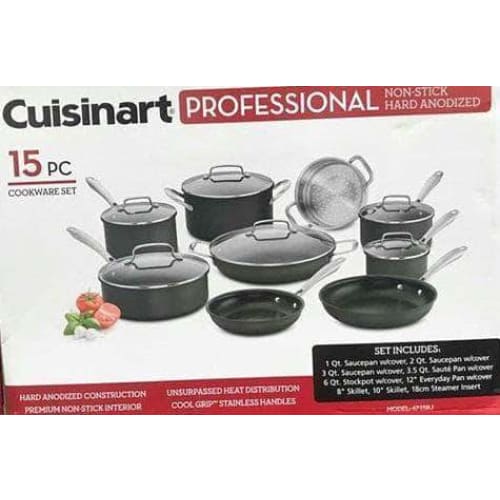 Cuisinart Professional Non-Stick Hard Anodized 15-Pc.Cookware Set - ShelHealth.Com