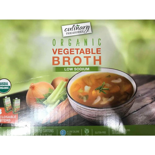 Culinary Treasures Organic Vegetable Broth Low Sodium, 8 x 32 oz. - ShelHealth.Com