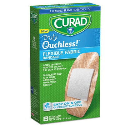 Curad Ouchless Flex Fabric Bandages 1.65 X 4 8/box - Janitorial & Sanitation - Curad®