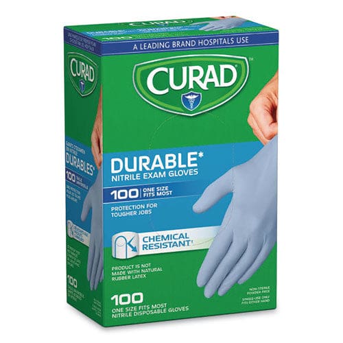 Curad Powder-free Nitrile Exam Gloves One Size Blue 100/box - Janitorial & Sanitation - Curad®