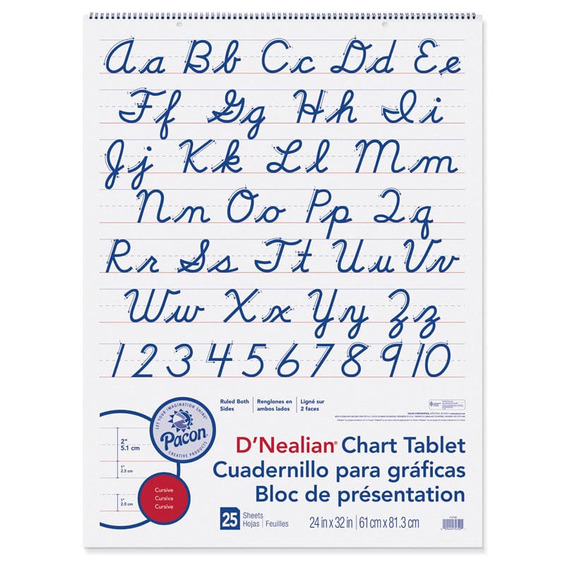 D Nealian Chart Tablet Cursive (Pack of 2) - Chart Tablets - Dixon Ticonderoga Co - Pacon