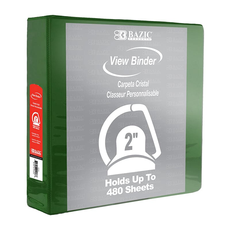 D Ring Binder with Pockts 2In Grn (Pack of 6) - Folders - Bazic Products