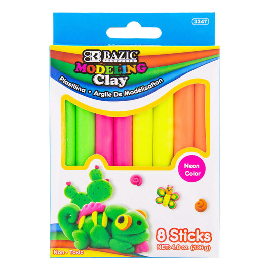 4 Fluor Colors Modeling Clay Sticks 4.8 Oz 136G (Pack of 12)