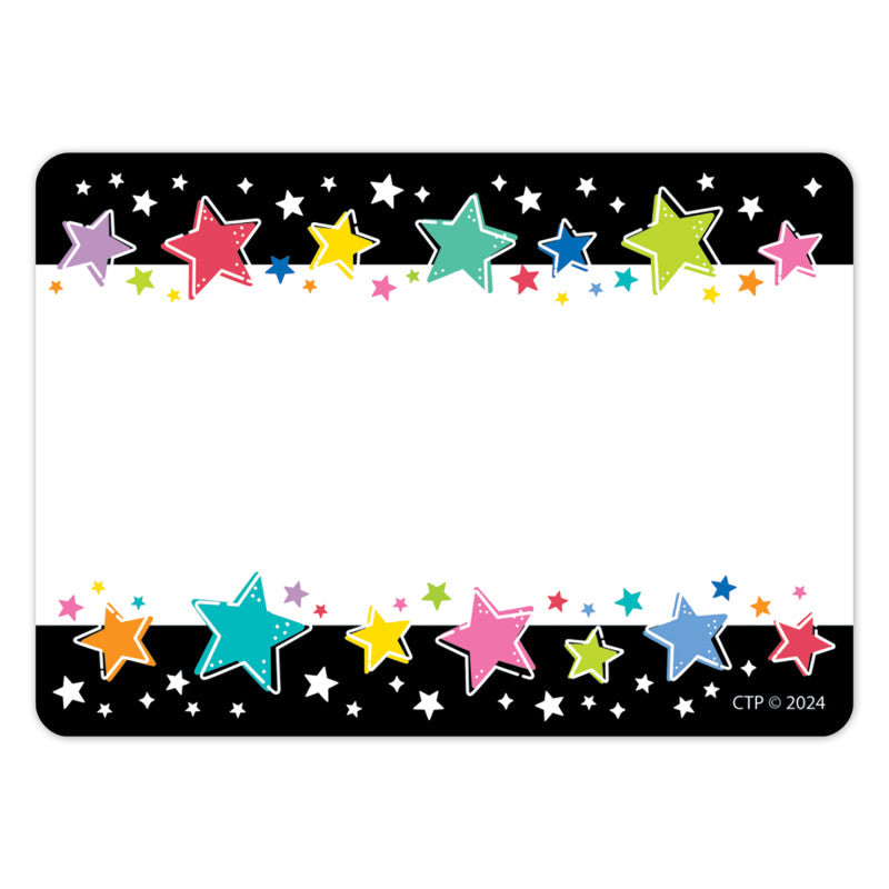 Colorful Stars On Black Labels Star Bright (Pack of 10)