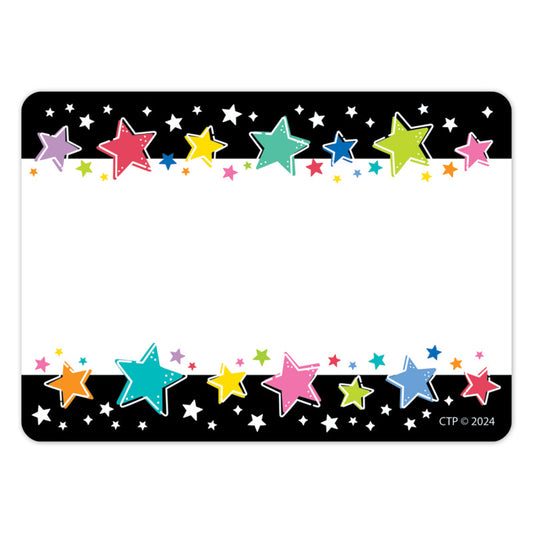 Colorful Stars On Black Labels Star Bright (Pack of 10)