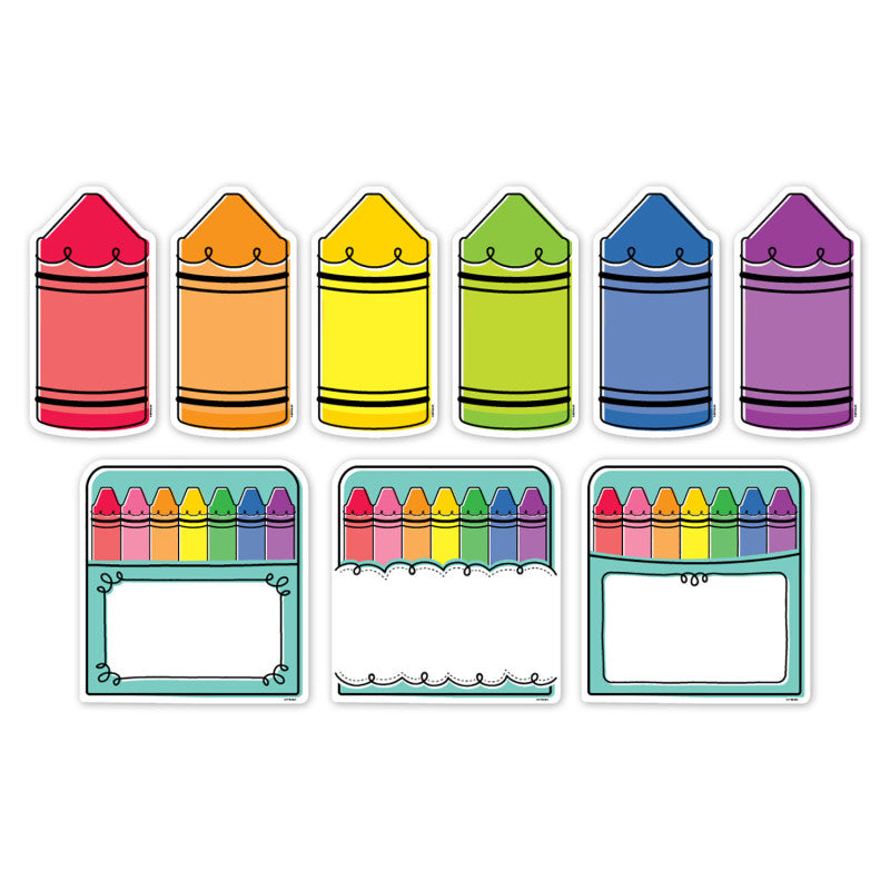 Doodle Crayons 6In Designer Cut Out Core Decor (Pack of 6)