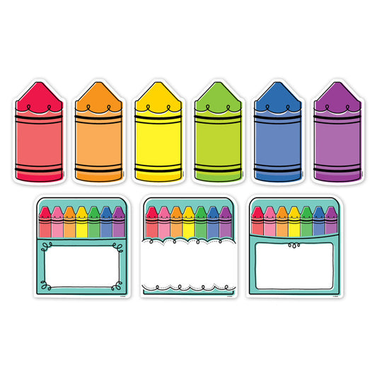 Doodle Crayons 6In Designer Cut Out Core Decor (Pack of 6)
